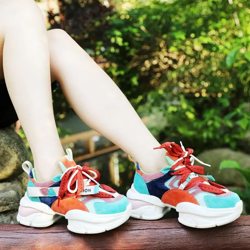 6cm Air Mesh Synthetic Women Chunky Sneaker Designer Luxury Novelty Summer Mixed Color Genuine Leather Vulcanize Fashion Shoes
6cm Air Mesh Synthetic Women Chunky Sneaker Designer Luxury Novelty Summer Mixed Color Genuine Leather Vulcanize Fashion Shoes