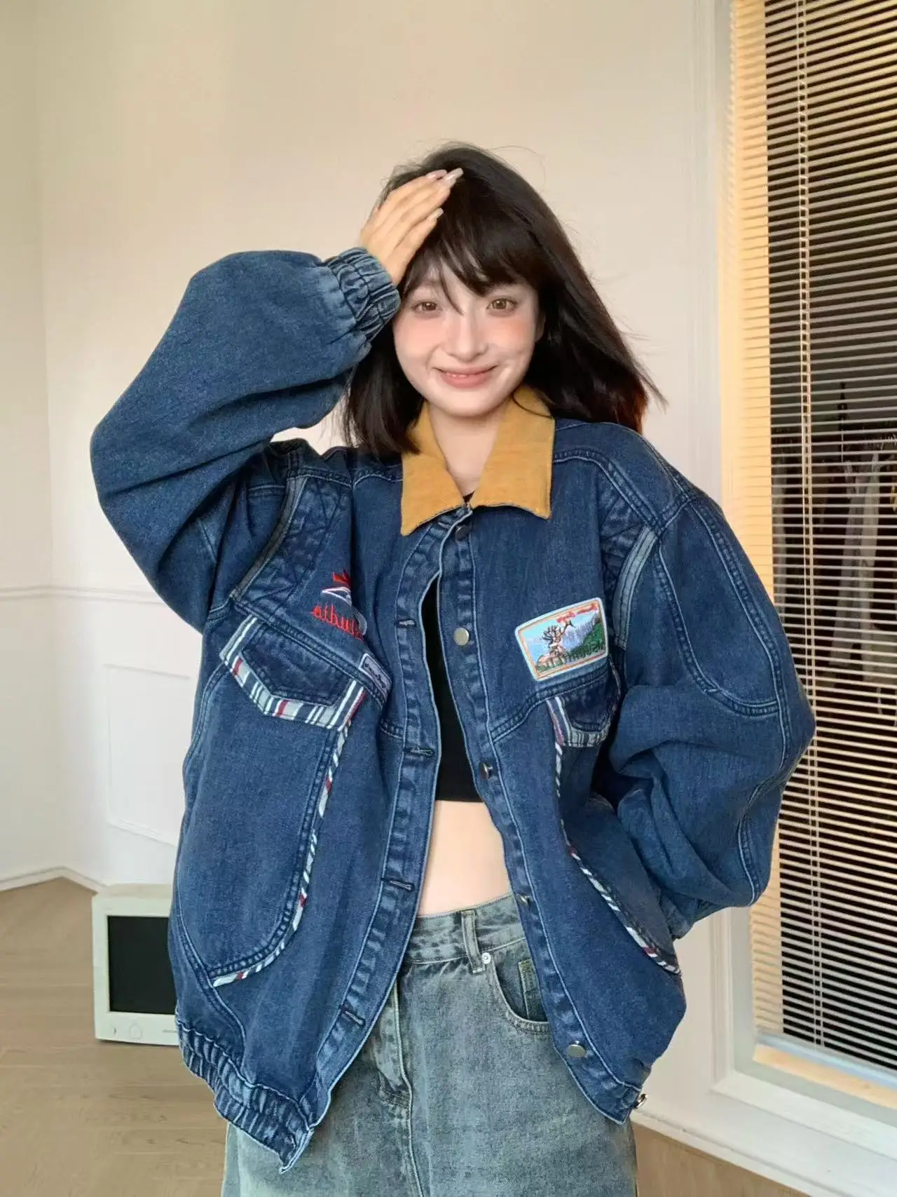 Vintage Waed Autumn Denim Jaet Loose Men's American Retro Collar Top Youth Trendy Outerwear Long Sve Wear Resistant
Vintage Waed Autumn Denim Jaet Loose Men's American Retro Collar Top Youth Trendy Outerwear Long Sve Wear Resistant