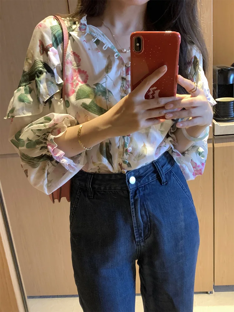 Ретро-топ из хлопка с цветочным принтом, женская свободная блузка с длинным рукавом, стройнящий силуэт, из чистого хлопка, весна-лето, новинка
Ретро-топ из хлопка с цветочным принтом, женская свободная блузка с длинным рукавом, стройнящий силуэт, из чистого хлопка, весна-лето, новинка