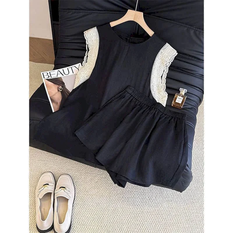 Elegant Shorts Sets Summer O-neck Sleeveless T-Shirts Wide Leg Pants French Style Loose Casual Matching Set for Women Clothing
Elegant Shorts Sets Summer O-neck Sleeveless T-Shirts Wide Leg Pants French Style Loose Casual Matching Set for Women Clothing