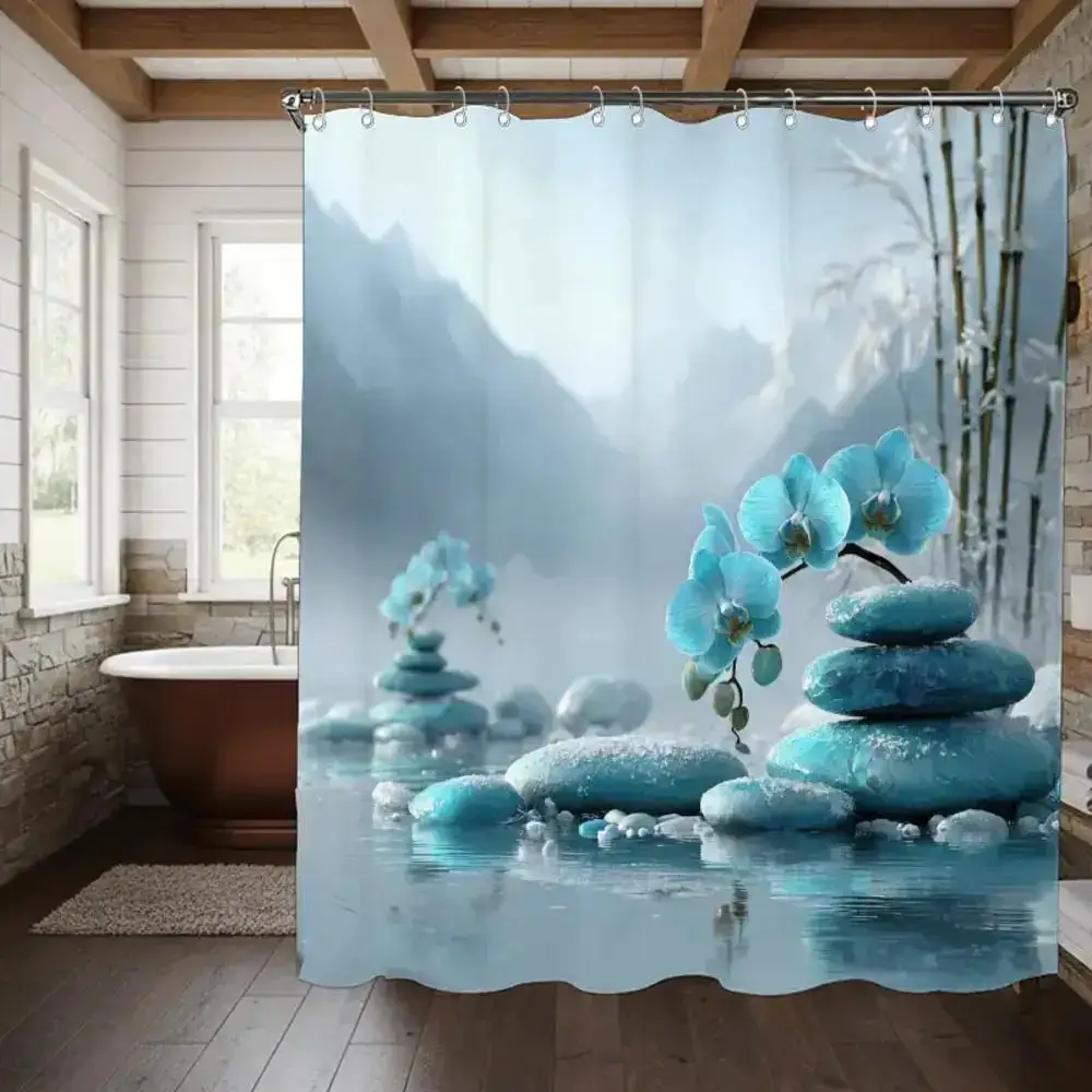 Zen Blue Orchid Stones Digital Print Shower Curtain Waterproof Bathroom Decor Curtain for Home Decoration
Zen Blue Orchid Stones Digital Print Shower Curtain Waterproof Bathroom Decor Curtain for Home Decoration