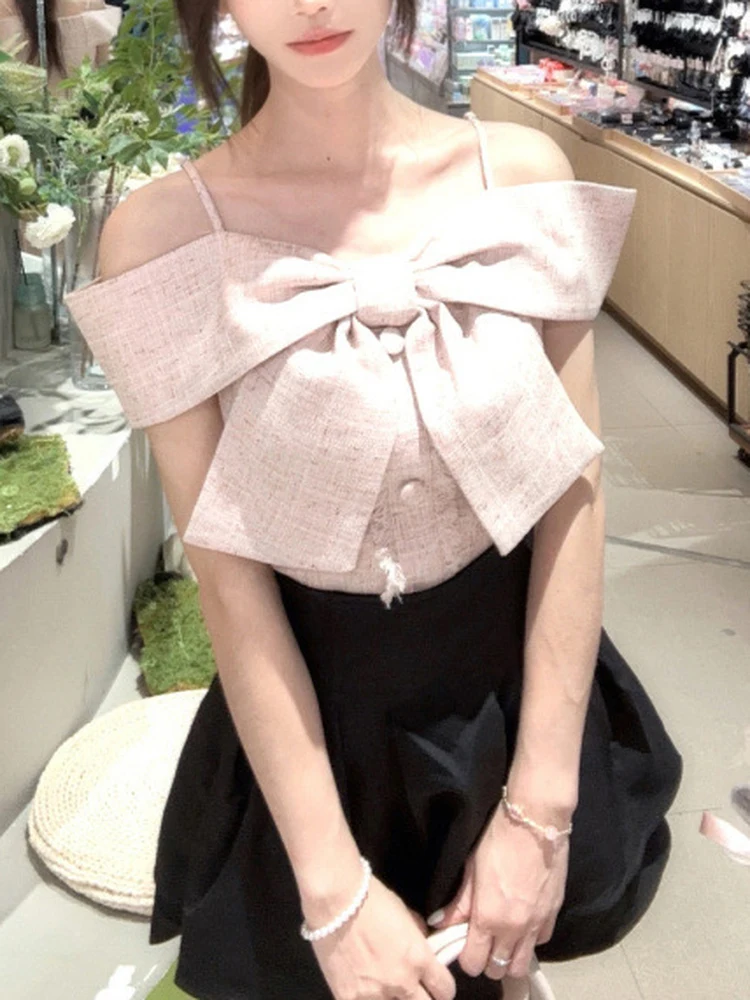 Summer New Sweet Large Wings Backless Shoulder Bared Shirt Japanese Style Women's Fashion A25105 Polyester Fiber
Summer New Sweet Large Wings Backless Shoulder Bared Shirt Japanese Style Women's Fashion A25105 Polyester Fiber