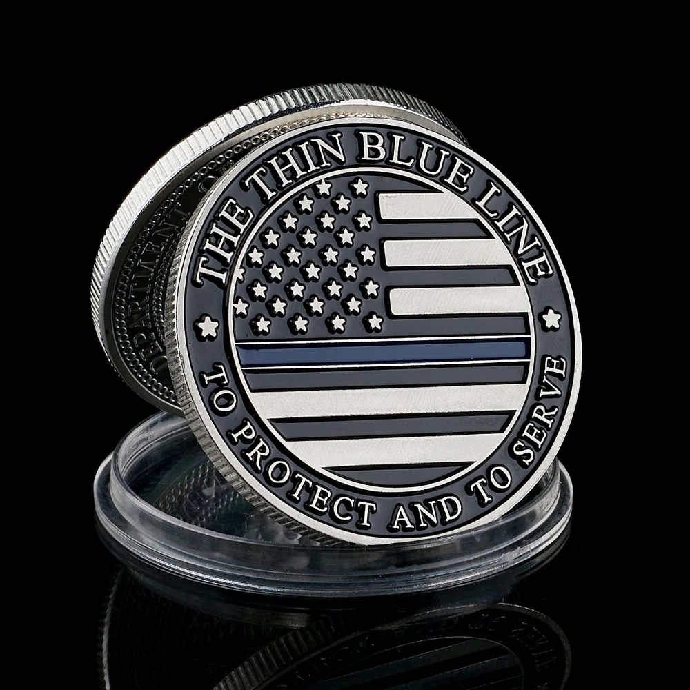 USA The Thin Blue Line To Protect And To Serve US Flag Police Officer Silver Plated Coin Collectible
USA The Thin Blue Line To Protect And To Serve US Flag Police Officer Silver Plated Coin Collectible