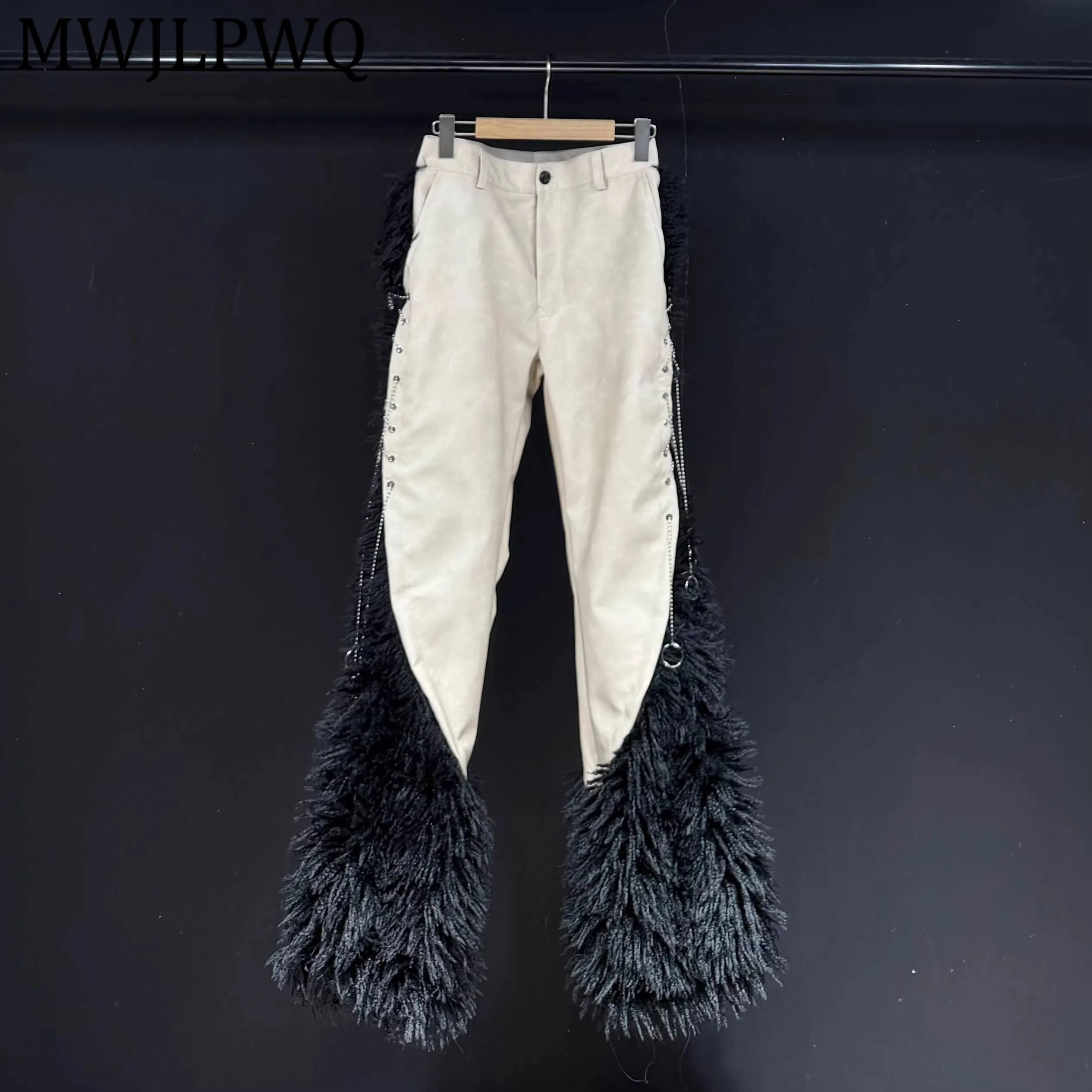 MWJLPWQ Vintage Style Patchwork Beige Faux Fur Tassel Decorated Wide-Leg Casual Trousers For Men Personality Trendy Pants 13086
MWJLPWQ Vintage Style Patchwork Beige Faux Fur Tassel Decorated Wide-Leg Casual Trousers For Men Personality Trendy Pants 13086