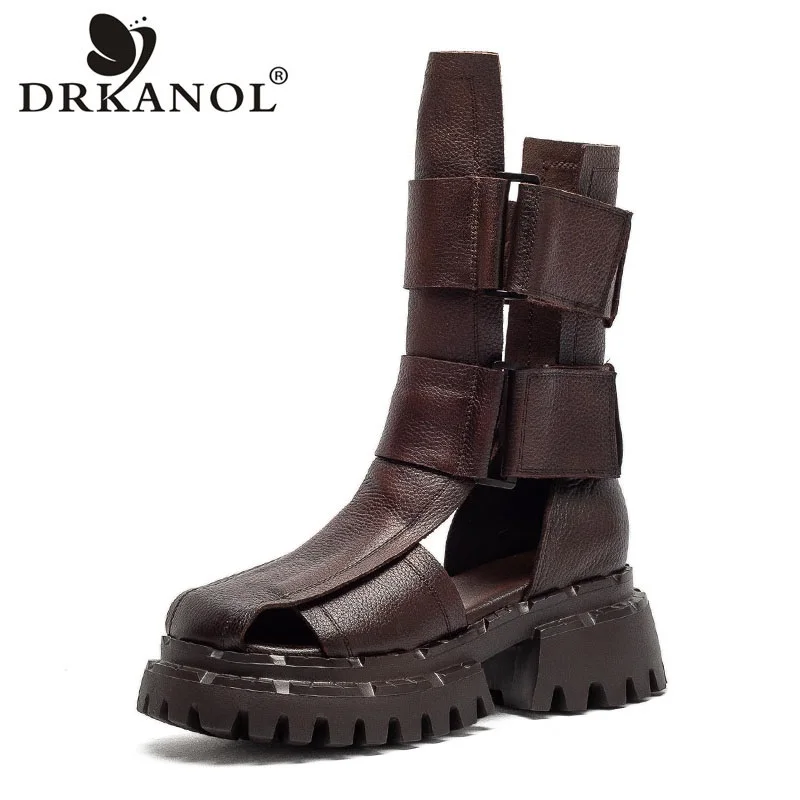 DRKANOL 2026 Women Gladiator Sandals Thick Sole Platform High Heel Sandals Hollow Breathable Cow leather Summer Cool Boots Retro
DRKANOL 2026 Women Gladiator Sandals Thick Sole Platform High Heel Sandals Hollow Breathable Cow leather Summer Cool Boots Retro