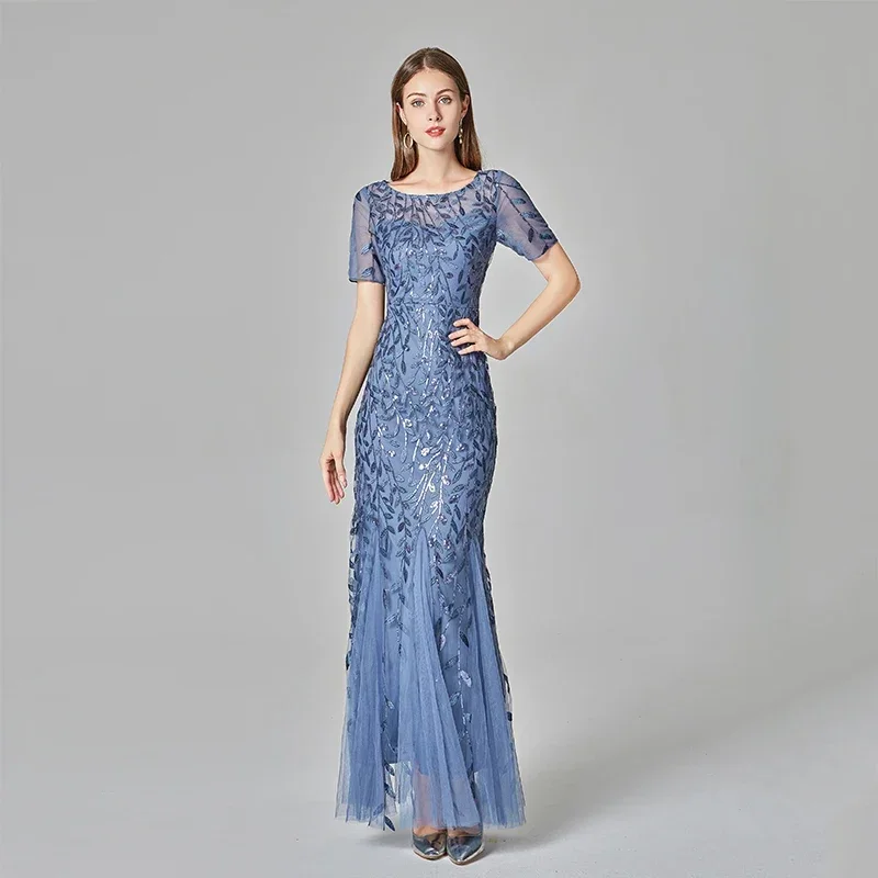 Evening Dresses Mermaid Round Neck Plus Size Short Sleeve Lace Appliques Tulle Long Party Gown Robe Soiree Sexy Formal Dress
Evening Dresses Mermaid Round Neck Plus Size Short Sleeve Lace Appliques Tulle Long Party Gown Robe Soiree Sexy Formal Dress