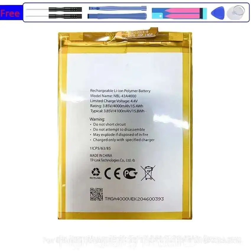 Mobile Phone Battery Nbl-43A4000 4100mAh For TP-Link Neffos X20 X20 Pro TP7071A TP9131A
Mobile Phone Battery Nbl-43A4000 4100mAh For TP-Link Neffos X20 X20 Pro TP7071A TP9131A