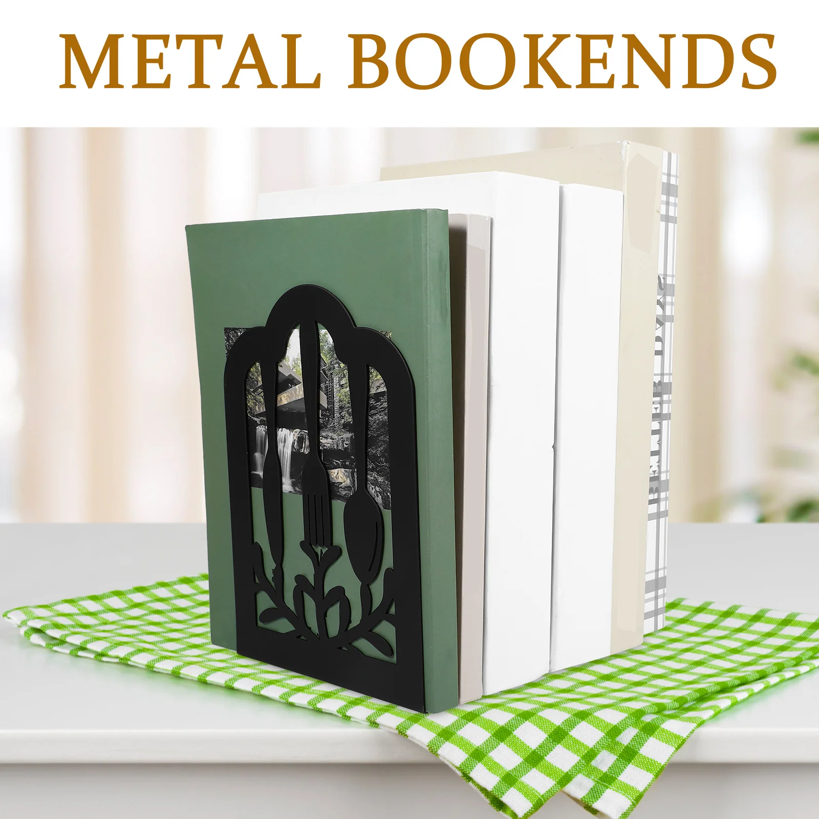 1Pair Decorative Metal Bookends Strong Load Bearing Capacity Tableware Style Home Office Library Organizer Metal Bookend
1Pair Decorative Metal Bookends Strong Load Bearing Capacity Tableware Style Home Office Library Organizer Metal Bookend