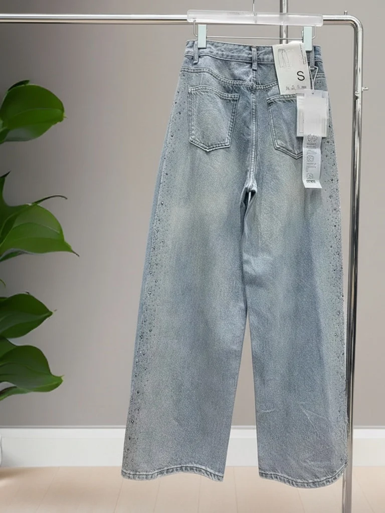 Spring Season Light Blue Wide Leg Jeans Women's High Waist Straight Leg Pants Floor Length Casual Style Multi Pocket Design
Spring Season Light Blue Wide Leg Jeans Women's High Waist Straight Leg Pants Floor Length Casual Style Multi Pocket Design