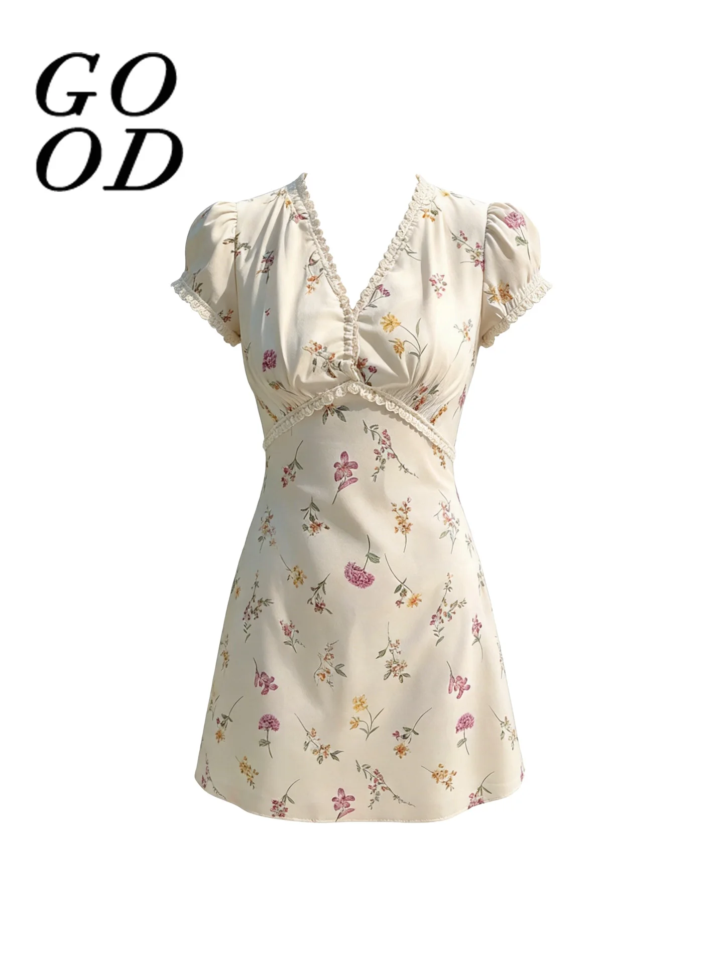 Floral Print Lace Short Dress A-Line Silhouette Gathered Detail Commute Friendly New Artistic Slimming Style for Young Women
Floral Print Lace Short Dress A-Line Silhouette Gathered Detail Commute Friendly New Artistic Slimming Style for Young Women