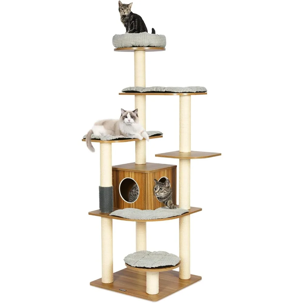 Friendship Cat KAMABOKO Tall Wood Tree, 69” Large Tower Multi-Level Platforms with Sisal Scratching Posts, Tree for Large s
Friendship Cat KAMABOKO Tall Wood Tree, 69” Large Tower Multi-Level Platforms with Sisal Scratching Posts, Tree for Large s