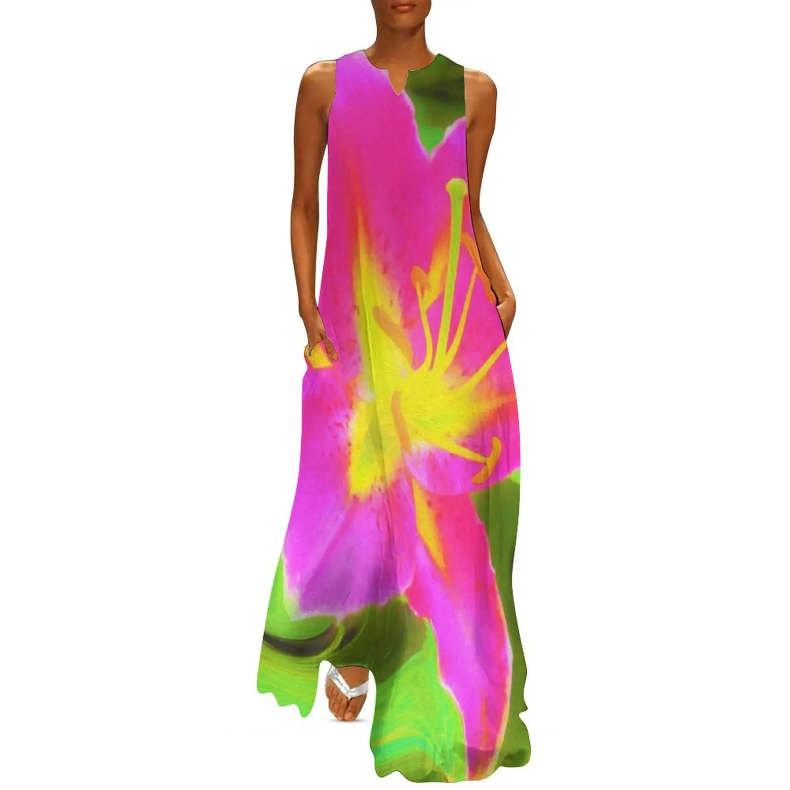 Dramatic Deep Pink and Yellow Lily on Green Long Dress women clothing 2025 new arrivals Elegant gowns
Dramatic Deep Pink and Yellow Lily on Green Long Dress women clothing 2025 new arrivals Elegant gowns