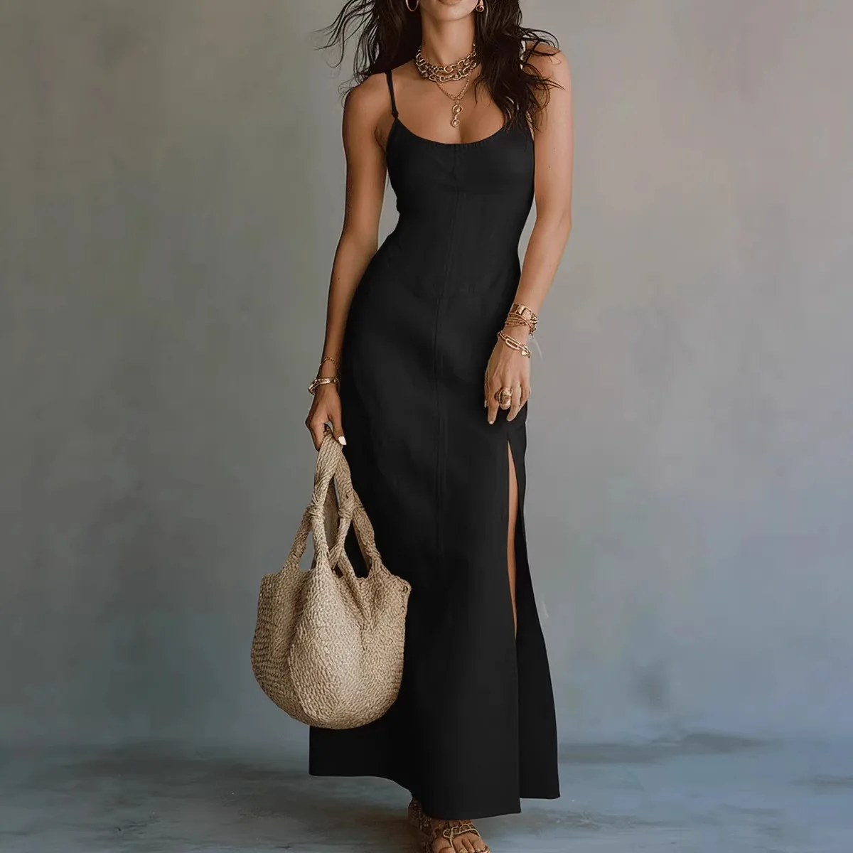 Women's Spaghetti Strap Bodycon Maxi Dress Sleeveless High Slit Solid Elegant Casual Beach Vacation Party Club
Women's Spaghetti Strap Bodycon Maxi Dress Sleeveless High Slit Solid Elegant Casual Beach Vacation Party Club