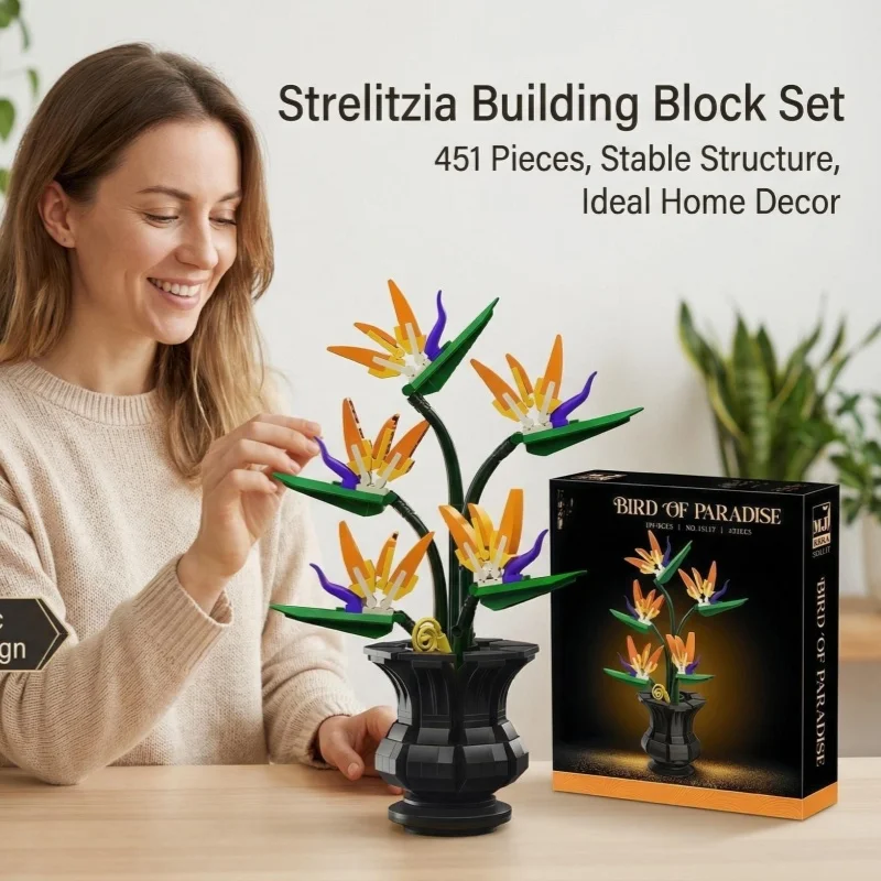 Bird of Paradise Flower Building Blocks, Adjustable Angle Creative Flower Bouquet Bricks, Home Decor Botanical Collection Gift f
Bird of Paradise Flower Building Blocks, Adjustable Angle Creative Flower Bouquet Bricks, Home Decor Botanical Collection Gift f