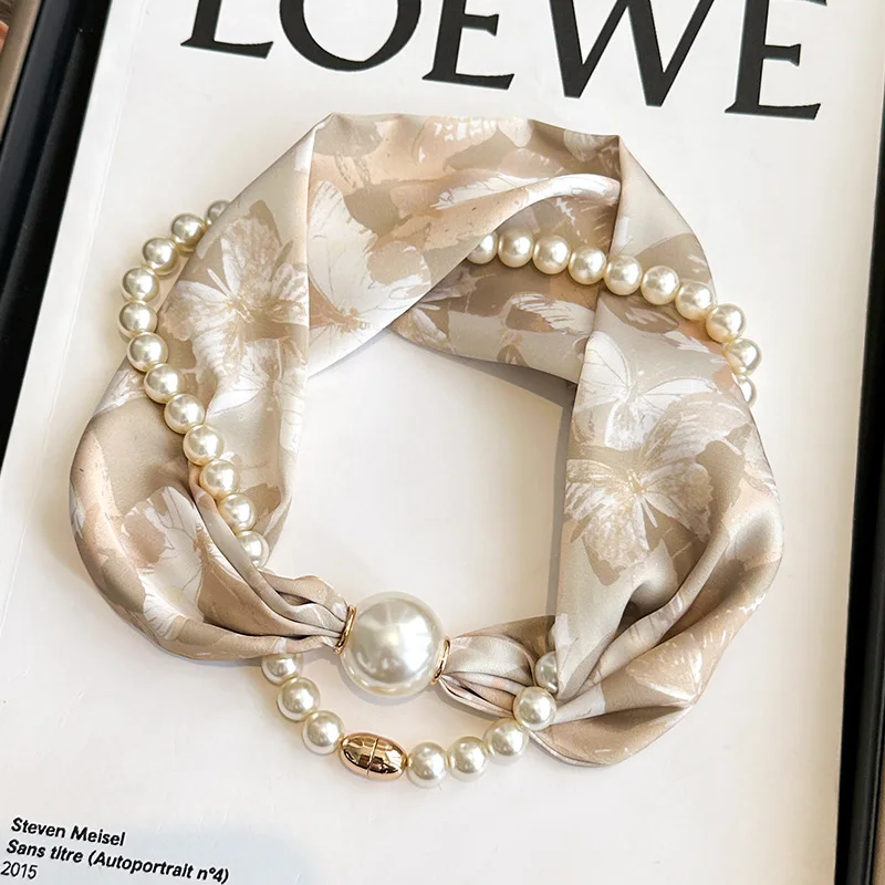 Модный корейский шарф с магнитным жемчугом, длинная тонкая шаль, женский утеплитель для шеи, ленивый стиль 
Модный корейский шарф с магнитным жемчугом, длинная тонкая шаль, женский утеплитель для шеи, ленивый стиль