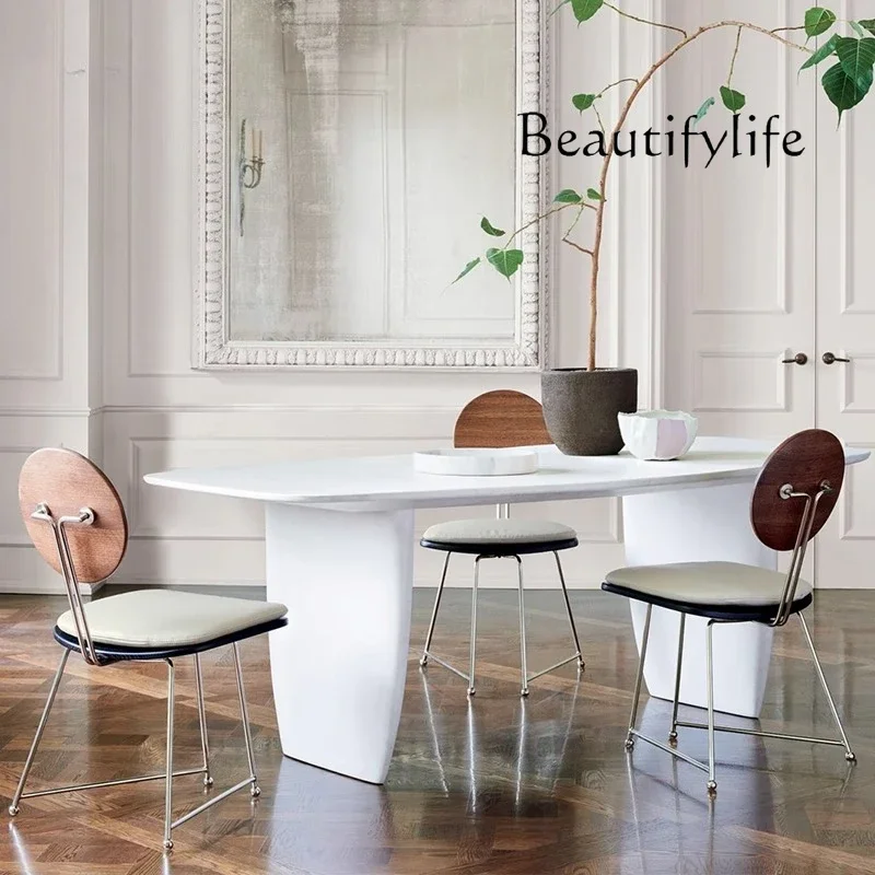 French dining table solid wood medieval cream white oval egg-shaped log special-shaped table Italian oval
French dining table solid wood medieval cream white oval egg-shaped log special-shaped table Italian oval