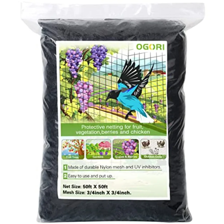 Garden application, heavy duty nylon, black, 3/4 mesh bird netting for fruit trees, plants and vegetables protection, 50' x 50'
Garden application, heavy duty nylon, black, 3/4 mesh bird netting for fruit trees, plants and vegetables protection, 50' x 50'