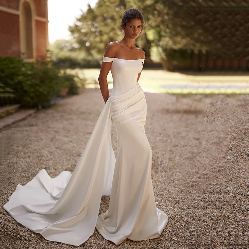 Eightree 2026 Mermaid Wedding Dresses Off The Shoulder Sweep Train Satin Bridal Dress White Wedding Ball Prom Gowns Customized
Eightree 2026 Mermaid Wedding Dresses Off The Shoulder Sweep Train Satin Bridal Dress White Wedding Ball Prom Gowns Customized