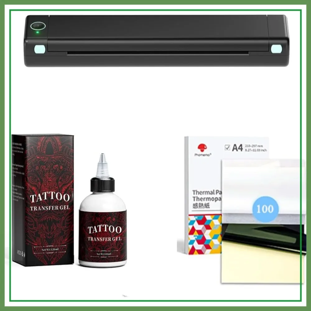 Wireless Tattoo Transfer Stencil Printer, Thermal Tattoo Machine with 110pcs Transfer Paper & Gel, Tattoo Printer Kit for Artists & Beginners
Wireless Tattoo Transfer Stencil Printer, Thermal Tattoo Machine with 110pcs Transfer Paper & Gel, Tattoo Printer Kit for Artists & Beginners