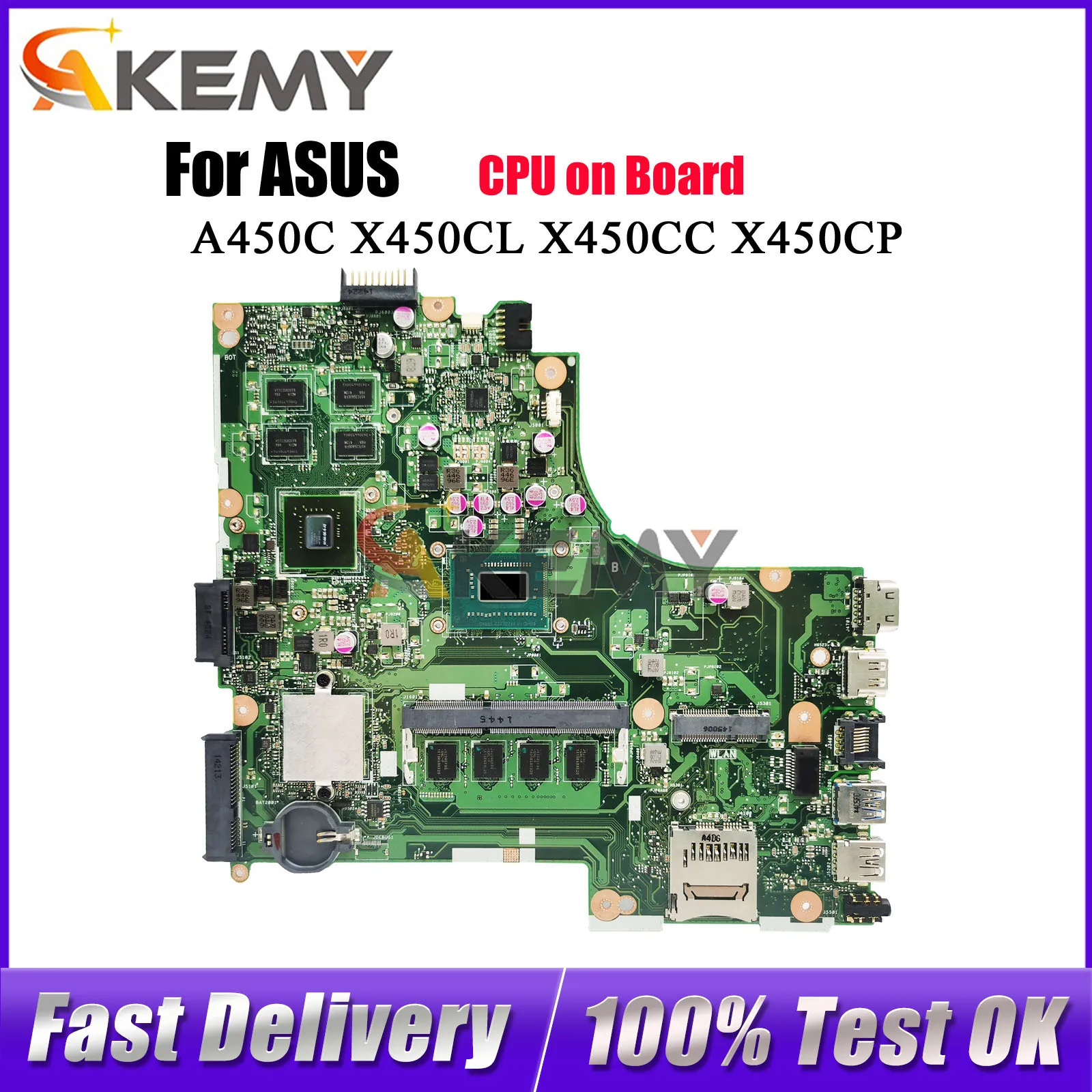 X450CC Laptop Motherboard For ASUS VivoBook A450C X450CL X450CP K450C X452C X450C X450CC Y481C Mainboard With CPU tests OK stk
X450CC Laptop Motherboard For ASUS VivoBook A450C X450CL X450CP K450C X452C X450C X450CC Y481C Mainboard With CPU tests OK stk
