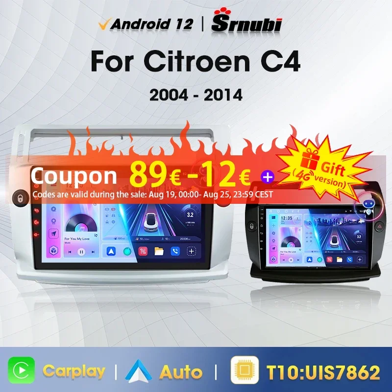 Srnubi 2Din Android 12 Car Radio for Citroen C4 C-Triomphe C-Quatre 2004 - 2014 Multimedia Player Carplay Auto Stereo 4G GPS DVD
Srnubi 2Din Android 12 Car Radio for Citroen C4 C-Triomphe C-Quatre 2004 - 2014 Multimedia Player Carplay Auto Stereo 4G GPS DVD