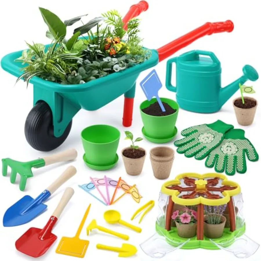 Gardening Set Plant Growing Kit with Wheelbarrow 3 Metal Garden Tools and Grow House with Upgraded Irrigation Outdoor Indoor ST
Gardening Set Plant Growing Kit with Wheelbarrow 3 Metal Garden Tools and Grow House with Upgraded Irrigation Outdoor Indoor ST