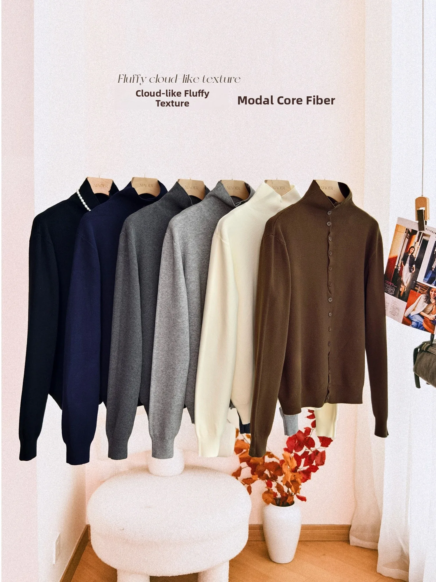 Soft Modal Core Spun Yarn Knitted Cardigan Single Button High Collar Loose Fit Casual Style Long Sleeve Women's Knitted Sweater
Soft Modal Core Spun Yarn Knitted Cardigan Single Button High Collar Loose Fit Casual Style Long Sleeve Women's Knitted Sweater
