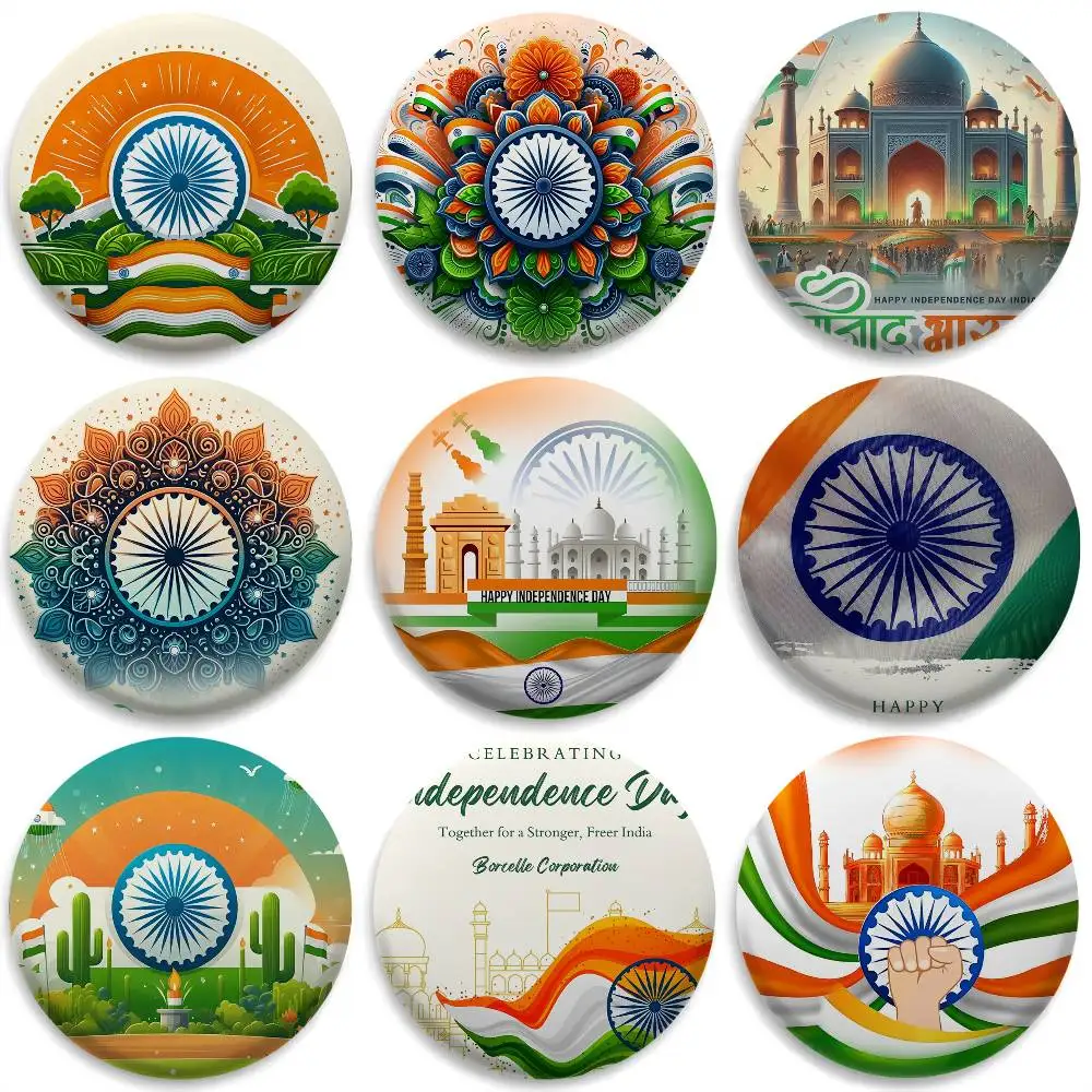 Indias Independence Flag Badges Round Exquisite Badge Brooches Creative Pins For Clothes Hat Backpack Gift Accessories
Indias Independence Flag Badges Round Exquisite Badge Brooches Creative Pins For Clothes Hat Backpack Gift Accessories