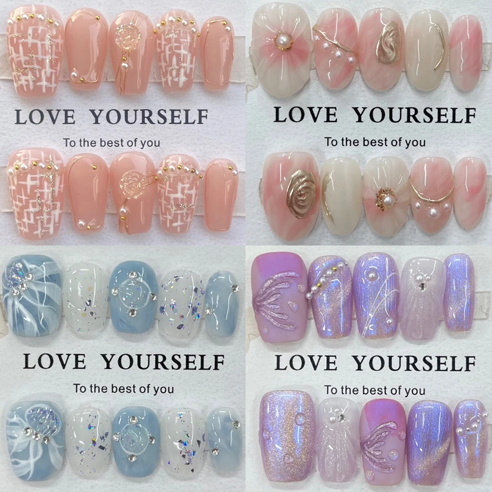 10Pcs Kawaii Short Round Square Head Design Full Cover False Nails Cute Flowers Pearl Diamond Artificial Detachable Nail Gifts
10Pcs Kawaii Short Round Square Head Design Full Cover False Nails Cute Flowers Pearl Diamond Artificial Detachable Nail Gifts