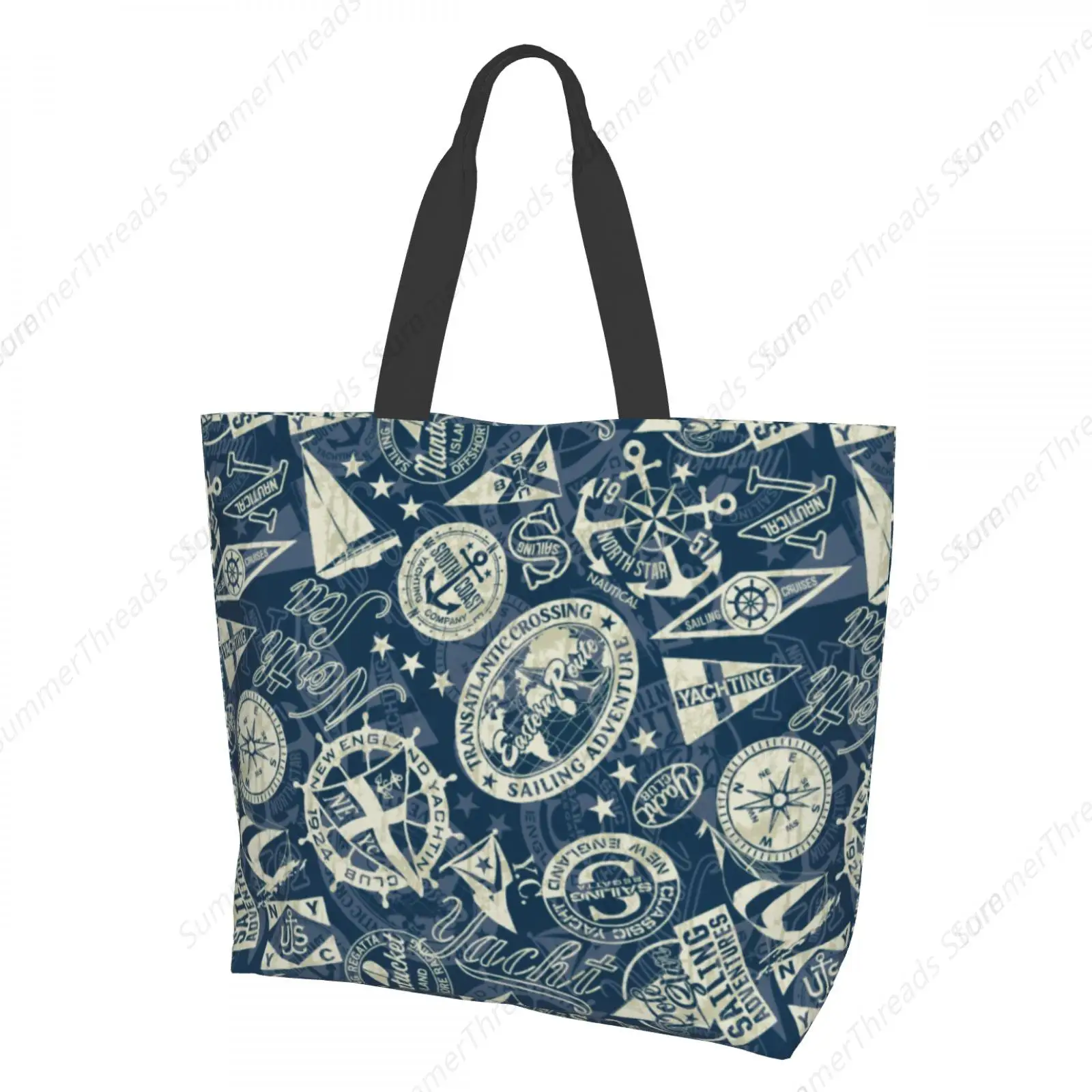 Nautical Adventure Badges Tote Bag for Women Large Print Bags Portable Beach Bag Reusable Grocery Bags Waterproof 
Nautical Adventure Badges Tote Bag for Women Large Print Bags Portable Beach Bag Reusable Grocery Bags Waterproof