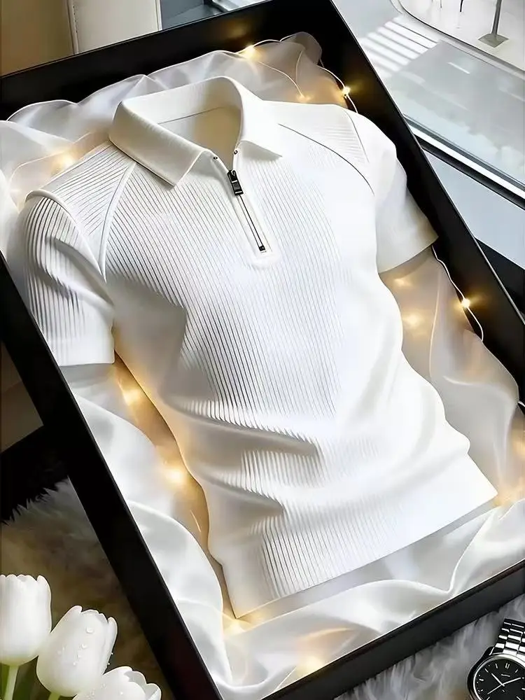 Half-Zip Texture Shirt Short Sleeve Men's Summer American Splice Shoulder T-Shirt Heavyweight Collar Half Sleeve T-Shirt
Half-Zip Texture Shirt Short Sleeve Men's Summer American Splice Shoulder T-Shirt Heavyweight Collar Half Sleeve T-Shirt