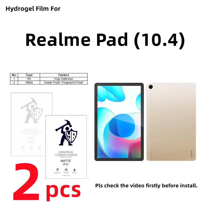 2pcs HD Hydrogel Film For Realme Pad (10.4) Matte Screen Protector For Realme Pad 10.4 inches Clear/Frosted Full Cover Protect
2pcs HD Hydrogel Film For Realme Pad (10.4) Matte Screen Protector For Realme Pad 10.4 inches Clear/Frosted Full Cover Protect