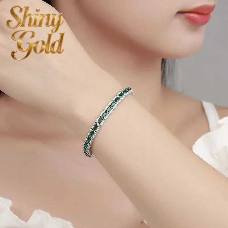 ShinyGold Luxury Solid Platinum PT950 Women's Green Diamond Bracelet Mori Style Ins Niche Design Single Row Full Diamond Ten
ShinyGold Luxury Solid Platinum PT950 Women's Green Diamond Bracelet Mori Style Ins Niche Design Single Row Full Diamond Ten