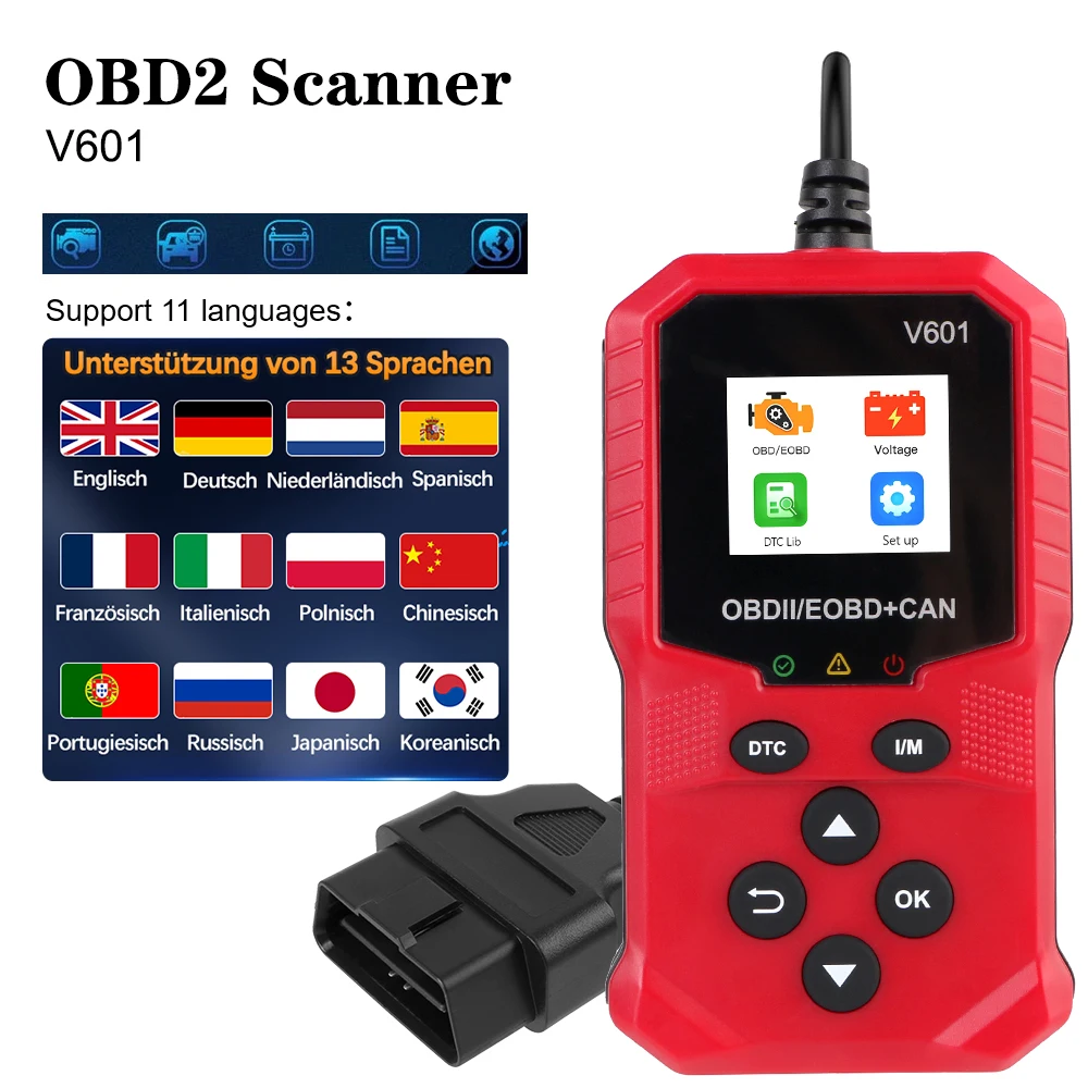 OBDII/EOBD диагностический сканер V601 ODB2 считыватель кодов OBD2 сканер многоязычный сканер двигателя OBD 2 сканер автомобильный диагностический инструмент
OBDII/EOBD диагностический сканер V601 ODB2 считыватель кодов OBD2 сканер многоязычный сканер двигателя OBD 2 сканер автомобильный диагностический инструмент