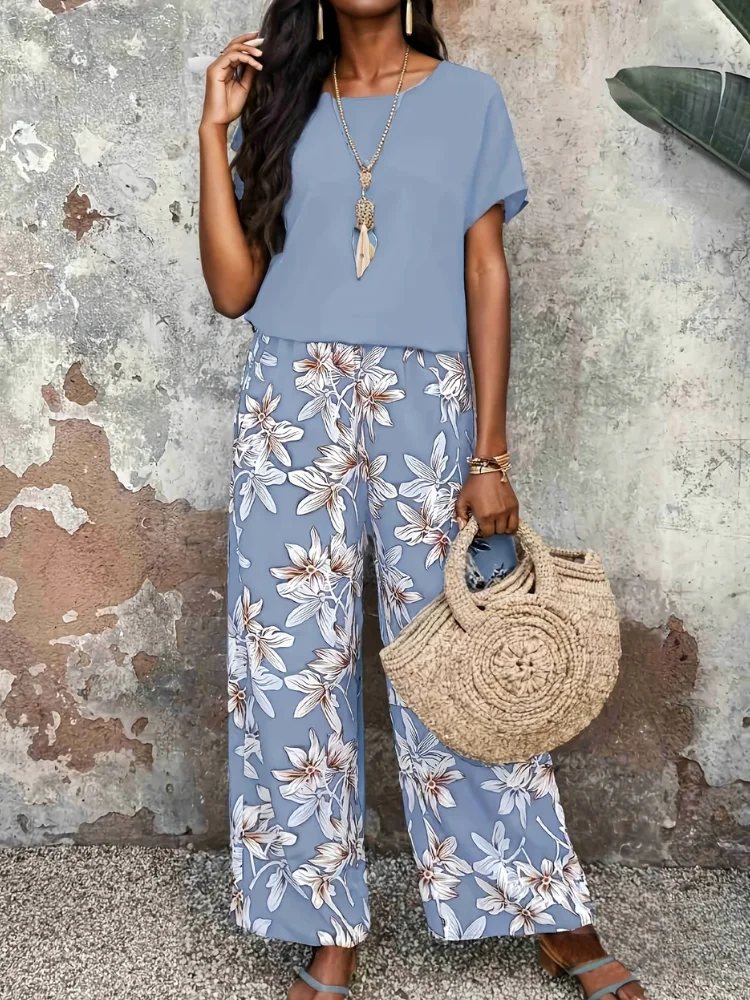 Wefads Women's 2 Piece Set Printed Short Sleeve Suit Elegant Short Sleeve Straight Pants Suit
Wefads Women's 2 Piece Set Printed Short Sleeve Suit Elegant Short Sleeve Straight Pants Suit