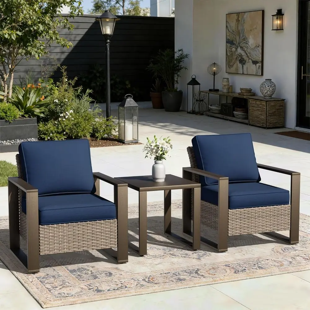 3-Piece Wicker Rattan Patio Furniture Set with Cushions for Outdoor Relaxation
3-Piece Wicker Rattan Patio Furniture Set with Cushions for Outdoor Relaxation