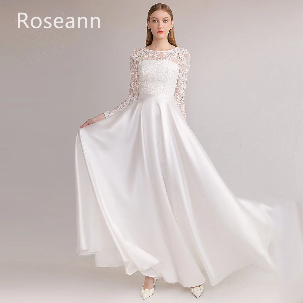 Muslim Ivory A-line Ivory Wedding Dresses O-Neck Lace Satin Draped Pleat Applique Full Brideing Gown Floor Length robe de mariée
Muslim Ivory A-line Ivory Wedding Dresses O-Neck Lace Satin Draped Pleat Applique Full Brideing Gown Floor Length robe de mariée