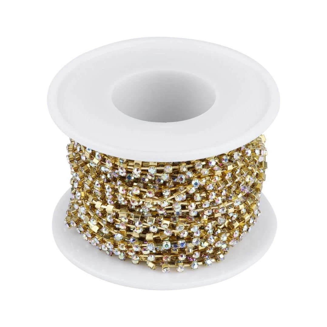 1 Roll Rhinestone Chain Gold/Silver Crystal Chain DIY Necklace Jewelry Phone Case Dress Wedding Decoration 3.6mm
1 Roll Rhinestone Chain Gold/Silver Crystal Chain DIY Necklace Jewelry Phone Case Dress Wedding Decoration 3.6mm