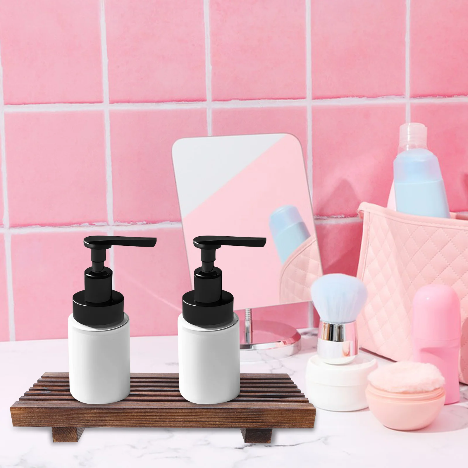 Elegant Bathroom Wooden Tray Organizer Soap Dish Holder Farmhouse Counter Decorative Display Stand Rustic Kitchen Vanity Riser 
Elegant Bathroom Wooden Tray Organizer Soap Dish Holder Farmhouse Counter Decorative Display Stand Rustic Kitchen Vanity Riser