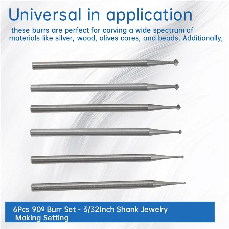 A83F-6Pcs 90º Burr Set - 3/32Inch Shank Jewelry Making Setting Burs For Lapidary 008-023 Durable Easy Install Easy To Use
A83F-6Pcs 90º Burr Set - 3/32Inch Shank Jewelry Making Setting Burs For Lapidary 008-023 Durable Easy Install Easy To Use