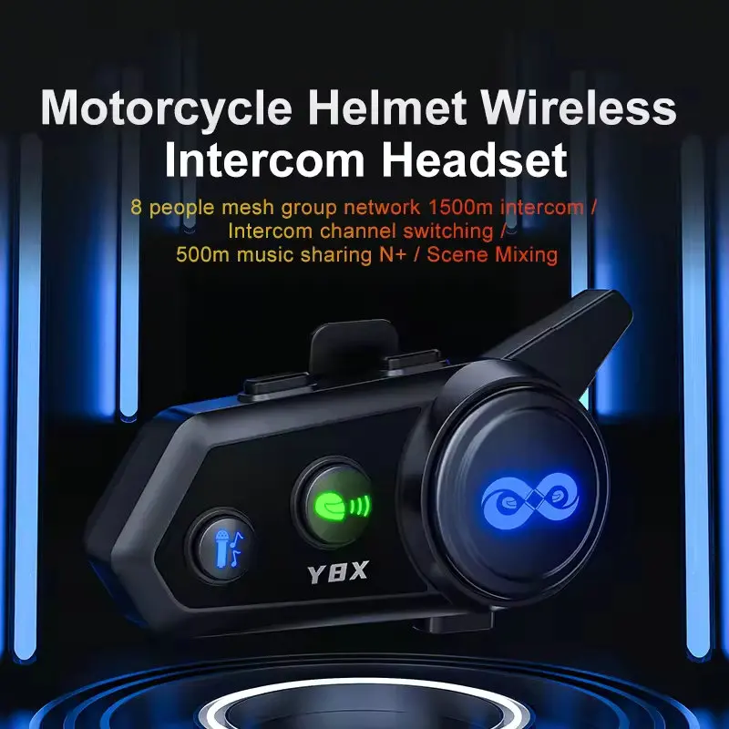 Y8X Motorcycle Helmet Intercom Headset 8 Rider 1500m Intercom Waterproof Noise Cancellation AI Voice HD Sound Riding Headset
Y8X Motorcycle Helmet Intercom Headset 8 Rider 1500m Intercom Waterproof Noise Cancellation AI Voice HD Sound Riding Headset