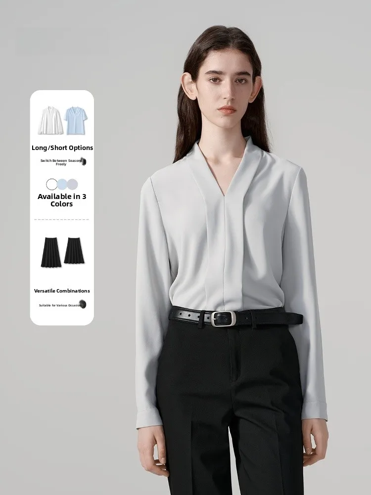 Light Grey Long Sleeve Chiffon Shirt Women's Spring Commute Professional Interview Formal Shirt Straight Cut Polyester Fiber
Light Grey Long Sleeve Chiffon Shirt Women's Spring Commute Professional Interview Formal Shirt Straight Cut Polyester Fiber