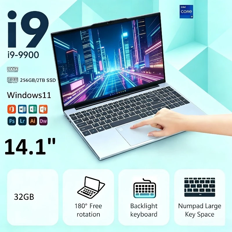 LENO 14.1" Laptop Intel Core i9-9900 16GB 1TB Gaming Computer PC Windows11 Gamer office Ultra Slim Notebook 1920*1080
LENO 14.1" Laptop Intel Core i9-9900 16GB 1TB Gaming Computer PC Windows11 Gamer office Ultra Slim Notebook 1920*1080