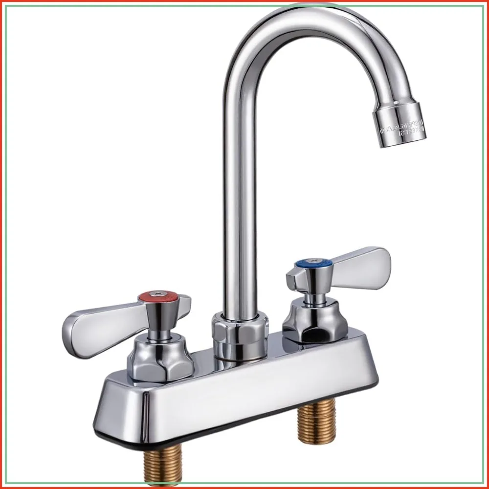 Leak-Free Commercial Sink Faucet 4 Inch Center 2 Hole, Handwash Sink Faucet 3-1/2" Gooseneck Deck Mount, Laundry Tub Utility Bar Sink, Brass
Leak-Free Commercial Sink Faucet 4 Inch Center 2 Hole, Handwash Sink Faucet 3-1/2" Gooseneck Deck Mount, Laundry Tub Utility Bar Sink, Brass