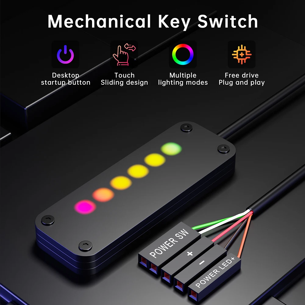 Power Supply Switch Finger Slide ON/OFF RGB Light Effect Motherboard External Switch Power SW Cables for Desktop Computer Case
Power Supply Switch Finger Slide ON/OFF RGB Light Effect Motherboard External Switch Power SW Cables for Desktop Computer Case