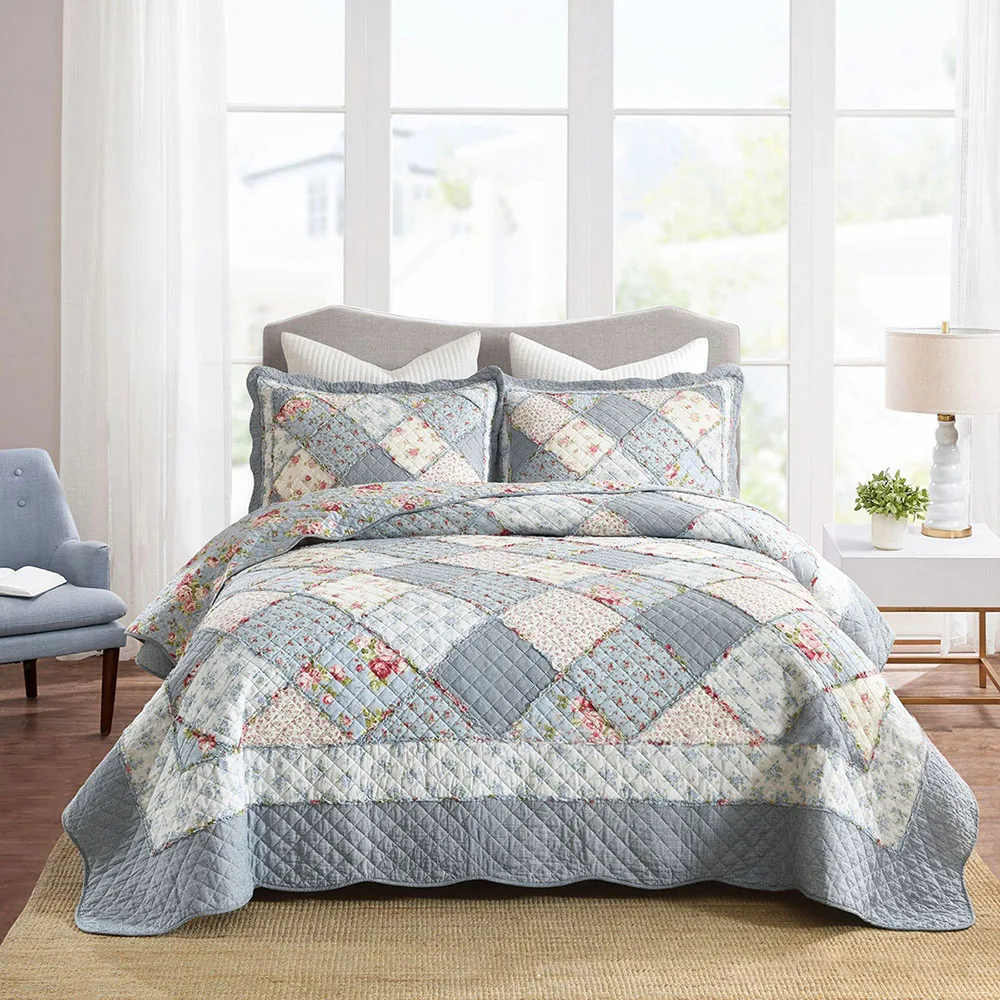 Farm Style Patchwork Quilt, 100% Cotton Blue Euro Design Summer Bedding Set, 3-Piece Bedspread Set, Home Decor
Farm Style Patchwork Quilt, 100% Cotton Blue Euro Design Summer Bedding Set, 3-Piece Bedspread Set, Home Decor