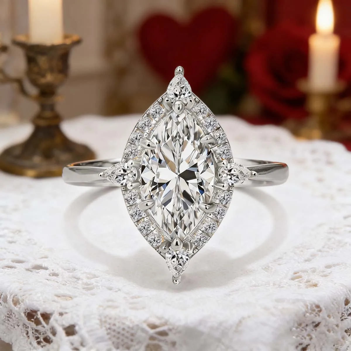 Luxury 2ct D Color Marquise Cut Moissanite Engagement Ring 925 Sterling Silver Promise Wedding Fine Jewelry Gift for Bride Women
Luxury 2ct D Color Marquise Cut Moissanite Engagement Ring 925 Sterling Silver Promise Wedding Fine Jewelry Gift for Bride Women