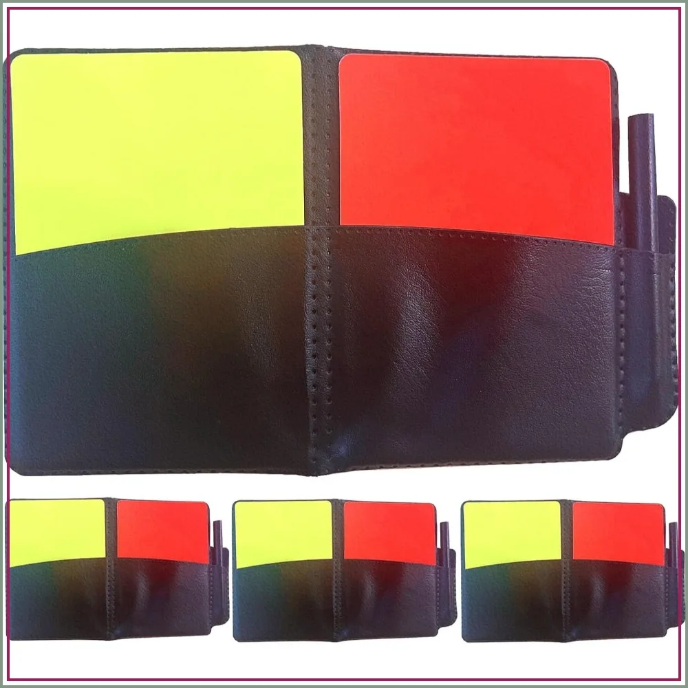 Soccer Referee Card Set: Red & Yellow Cards with Leather Wallet, Recording Papers, Pencils for Volleyball, Football, Baseball, Rugby
Soccer Referee Card Set: Red & Yellow Cards with Leather Wallet, Recording Papers, Pencils for Volleyball, Football, Baseball, Rugby
