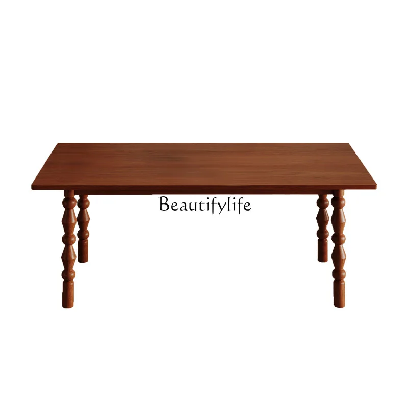French retro solid wood dining table small apartment square medieval household large board dining table
French retro solid wood dining table small apartment square medieval household large board dining table