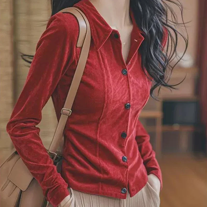 Vintage Women's Blouses Korean Clothing Fashion Loose Casual Shirts Spring/Autumn Corduroy Solid Long Sleeve Women Tops
Vintage Women's Blouses Korean Clothing Fashion Loose Casual Shirts Spring/Autumn Corduroy Solid Long Sleeve Women Tops